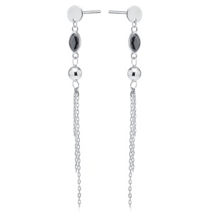 Cercei lungi argint cu pietre negre si lantisoare DiAmanti Z2040ER_B-DIA (Argint 925‰ 2,3 g.)